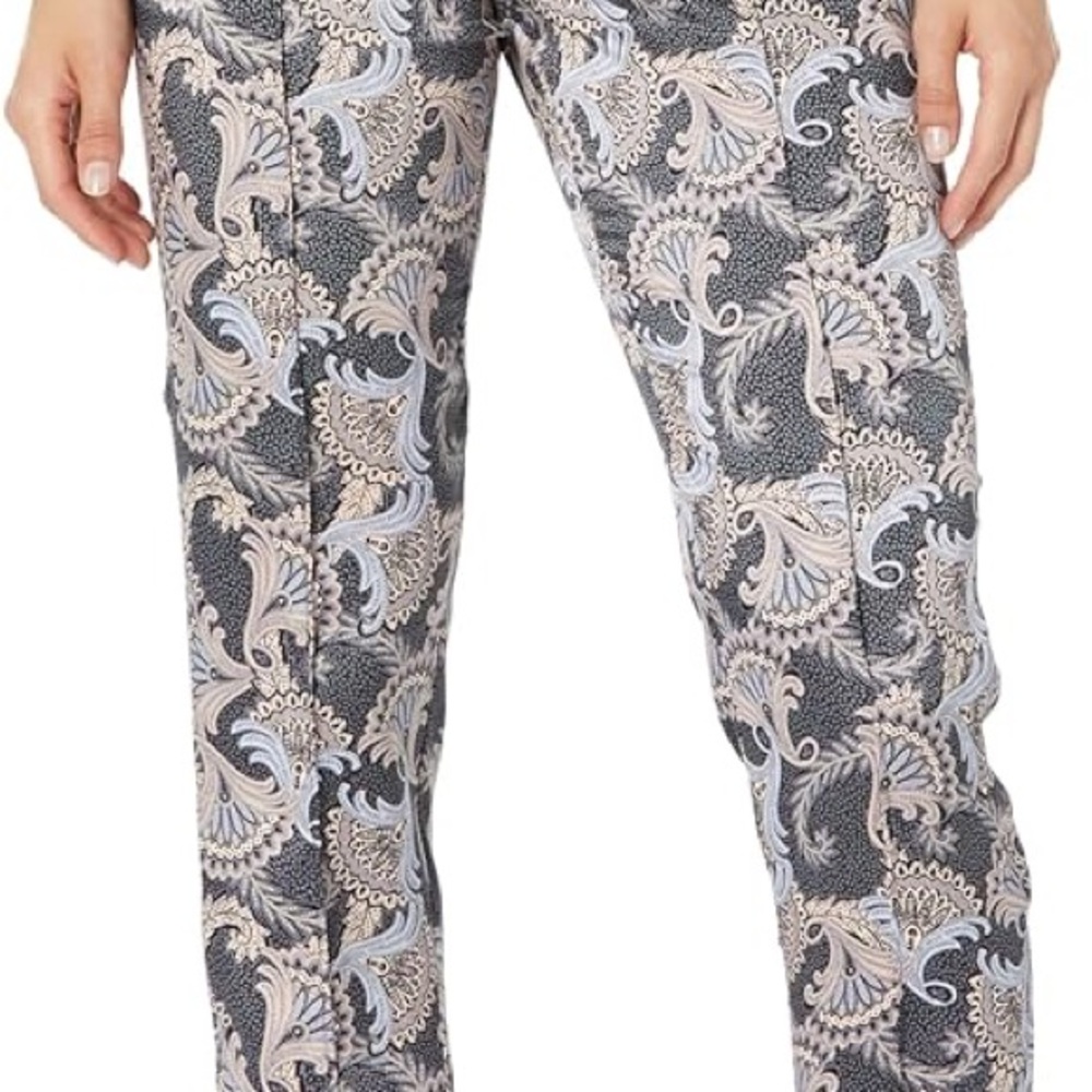 Cinq a Sept Black and Gray Paisley Tapered Trousers